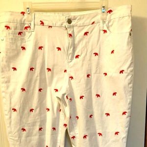 Crown & Ivy Cream/Orange Elephant Pants SZ 16